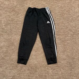 Adidas Kids Charcoal Jogger Pants with White Stripes